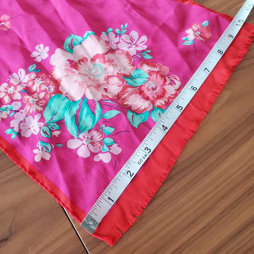 Vintage Accessory Street Silk Made in Japan Long Rectangle Floral Scarf Pink - Picture 2 of 4